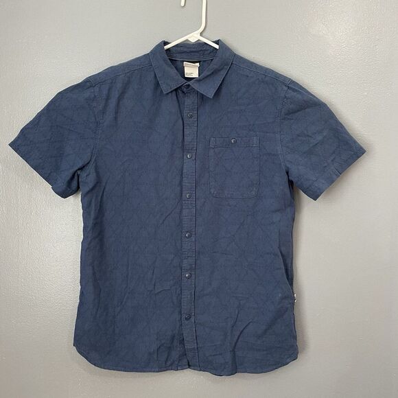 The North Face Shirt Mens Large Blue Lightweight Breathable Hemp Blend Button Up - Picture 1 of 11